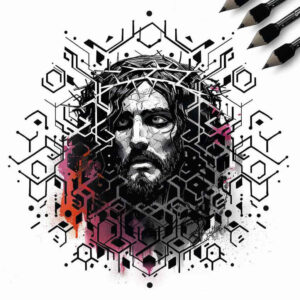 jesus-in-icon – tattoo design ideas free ai generated – emotional-depth – for-upper-chest – Gallery: jesus-inkby-ai
