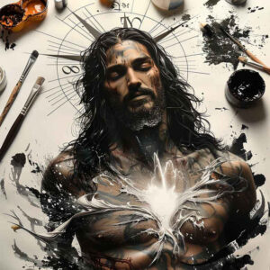 jesus-in-painting – tattoo design ideas free ai generated – cgi-realism – for-back – Gallery: jesus-inkby-ai