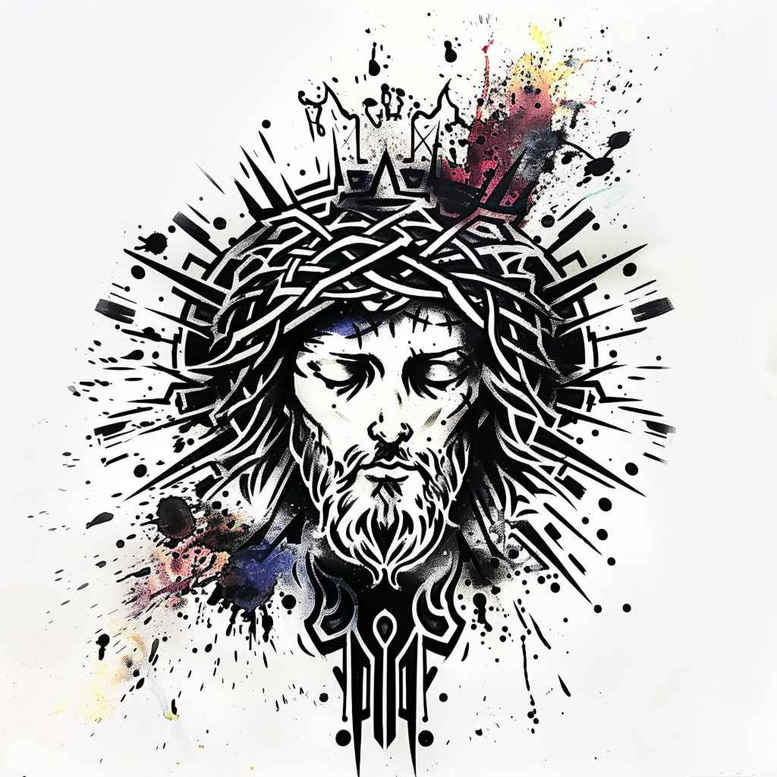 jesus-in-painting – tattoo design ideas free ai generated – true-skin – for-inner-arm – Gallery: jesus-inkby-ai