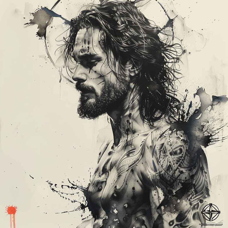 jesus-in-shadow – tattoo design ideas free ai generated – refined-contrast – for-wrist – Gallery: jesus-inkby-ai
