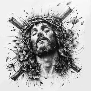 jesus-in-spirituality – tattoo design ideas free ai generated – organic-structure – for-upper-shoulder – Gallery: jesus-inkby-ai