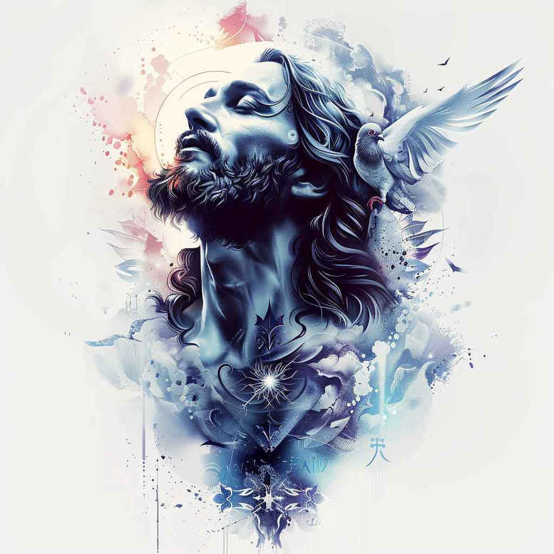 jesus-in-spirituality – tattoo design ideas free ai generated – soft-transitions – for-lower-thigh – Gallery: jesus-inkby-ai