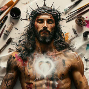 jesus-in-tradition – tattoo design ideas free ai generated – photorealistic-drawing – for-upper-thigh – Gallery: jesus-inkby-ai