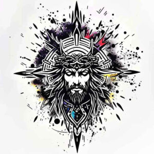 jesus – tattoo design ideas free ai generated – highlight-detail – for-thigh – Gallery: jesus-inkby-ai