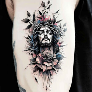 jesus – tattoo design ideas free ai generated – life-like – for-foot – Gallery: jesus-inkby-ai