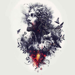 jesus – tattoo design ideas free ai generated – natural-blush – for-knee – Gallery: jesus-inkby-ai