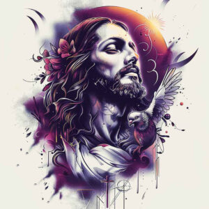 jesus – tattoo design ideas free ai generated – optical-depth – for-upper-chest – Gallery: jesus-inkby-ai