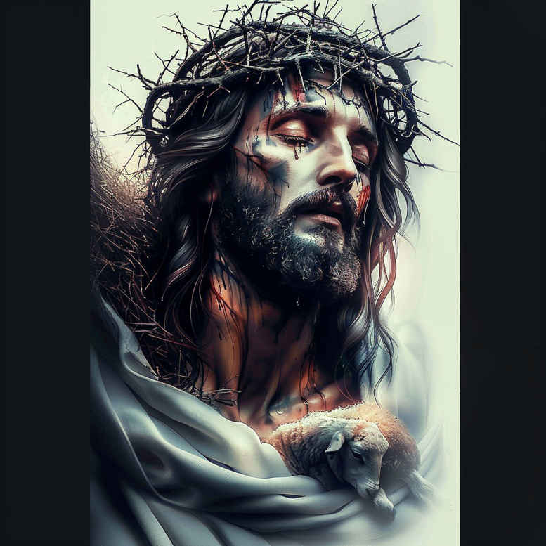 jesus – tattoo design ideas free ai generated – smooth-blackwork – for-lower-leg – Gallery: jesus-inkby-ai
