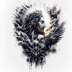 jesus – tattoo design ideas free ai generated – soft-focus – for-ankle – Gallery: jesus-inkby-ai