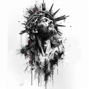 jesus-life-tattoo – tattoo design ideas free ai generated – digital-realism – for-back-of-neck – Gallery: jesus-inkby-ai
