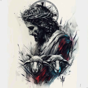 jesus-life-tattoo – tattoo design ideas free ai generated – inner-glow – for-shin – Gallery: jesus-inkby-ai
