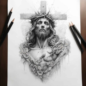 jesus-life-tattoo – tattoo design ideas free ai generated – light-reflections – for-shoulder – Gallery: jesus-inkby-ai