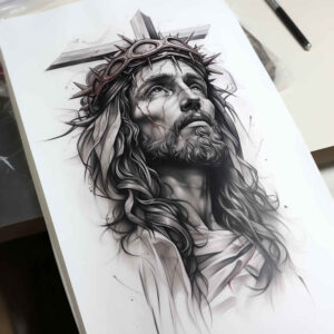 jesus-life-tattoo – tattoo design ideas free ai generated – ultra-detailed – for-neck – Gallery: jesus-inkby-ai