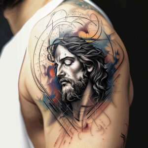 jesus-light-tattoo – tattoo design ideas free ai generated – ink-layering – for-lower-arm – Gallery: jesus-inkby-ai