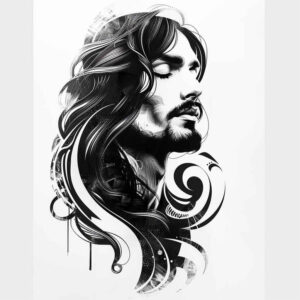 jesus-light-tattoo – tattoo design ideas free ai generated – lifelike-eyes – for-nape – Gallery: jesus-inkby-ai