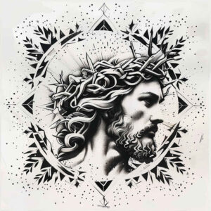jesus-light-tattoo – tattoo design ideas free ai generated – organic-structure – for-lower-leg – Gallery: jesus-inkby-ai