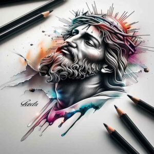 jesus-light-tattoo – tattoo design ideas free ai generated – photo-realistic – for-abdomen – Gallery: jesus-inkby-ai