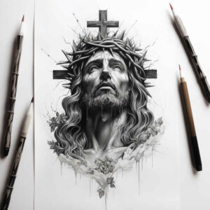 jesus-light-tattoo – tattoo design ideas free ai generated – subtle-gradients – for-side-torso – Gallery: jesus-inkby-ai