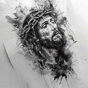 jesus-love-tattoo – tattoo design ideas free ai generated – contrast-ink – for-behind-ear – Gallery: jesus-inkby-ai