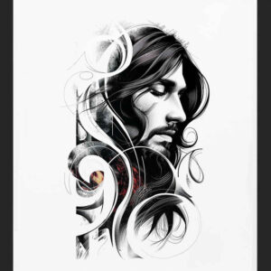 jesus-love-tattoo – tattoo design ideas free ai generated – glass-effect – for-palm – Gallery: jesus-inkby-ai
