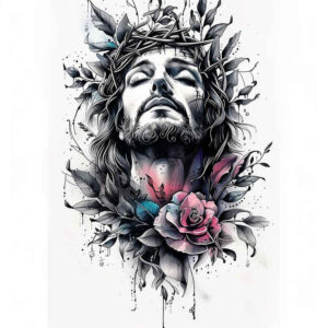 jesus-mystic-tattoo – tattoo design ideas free ai generated – contrast-ink – for-forearm – Gallery: jesus-inkby-ai