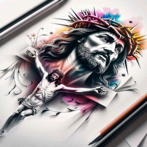jesus-mystic-tattoo – tattoo design ideas free ai generated – delicate-highlight – for-forearm – Gallery: jesus-inkby-ai
