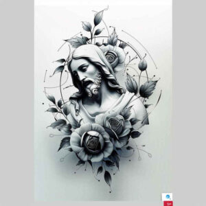 jesus-on-cross-tattoo – tattoo design ideas free ai generated – balanced-light – for-lower-chest – Gallery: jesus-inkby-ai