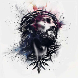 jesus-on-cross-tattoo – tattoo design ideas free ai generated – living-skin – for-upper-thigh – Gallery: jesus-inkby-ai