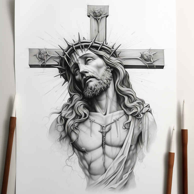 jesus-on-cross-tattoo – tattoo design ideas free ai generated – photo-accuracy – for-chest – Gallery: jesus-inkby-ai