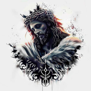 jesus-on-the-cross – tattoo design ideas free ai generated – real-shadows – for-back-of-neck – Gallery: jesus-inkby-ai