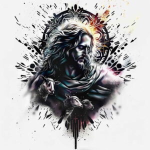 jesus-on-the-cross – tattoo design ideas free ai generated – shadow-realism – for-lower-chest – Gallery: jesus-inkby-ai