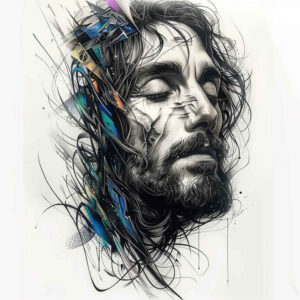jesus-peace-tattoo – tattoo design ideas free ai generated – emotional-realism – for-shoulder – Gallery: jesus-inkby-ai