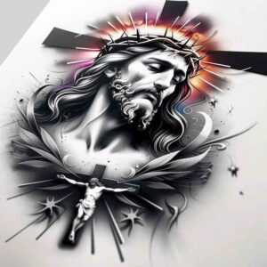 jesus-peace-tattoo – tattoo design ideas free ai generated – ink-precision – for-upper-back – Gallery: jesus-inkby-ai