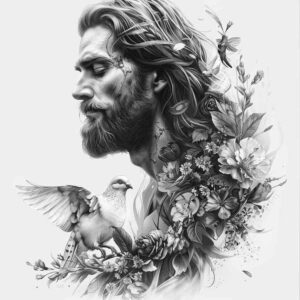 jesus-peace-tattoo – tattoo design ideas free ai generated – realistic-structure – for-abdomen – Gallery: jesus-inkby-ai