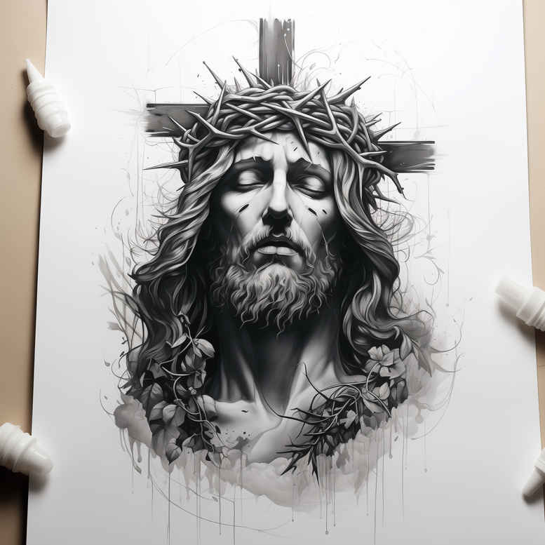 jesus-peace-tattoo – tattoo design ideas free ai generated – refined-contrast – for-palm – Gallery: jesus-inkby-ai
