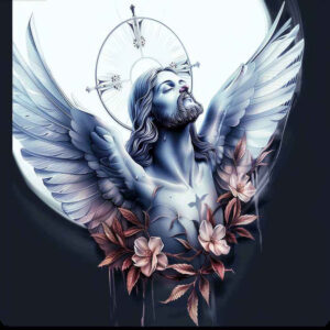 jesus-power-tattoo – tattoo design ideas free ai generated – realistic-color – for-abdomen – Gallery: jesus-inkby-ai