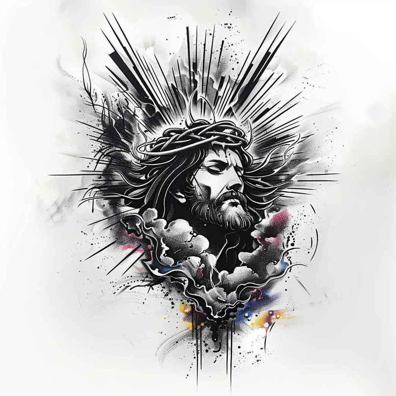 jesus-redeemer-tattoo – tattoo design ideas free ai generated – photorealistic-drawing – for-neck – Gallery: jesus-inkby-ai