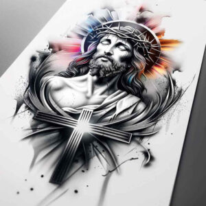 jesus-redemption-tattoo – tattoo design ideas free ai generated – delicate-highlight – for-nape – Gallery: jesus-inkby-ai