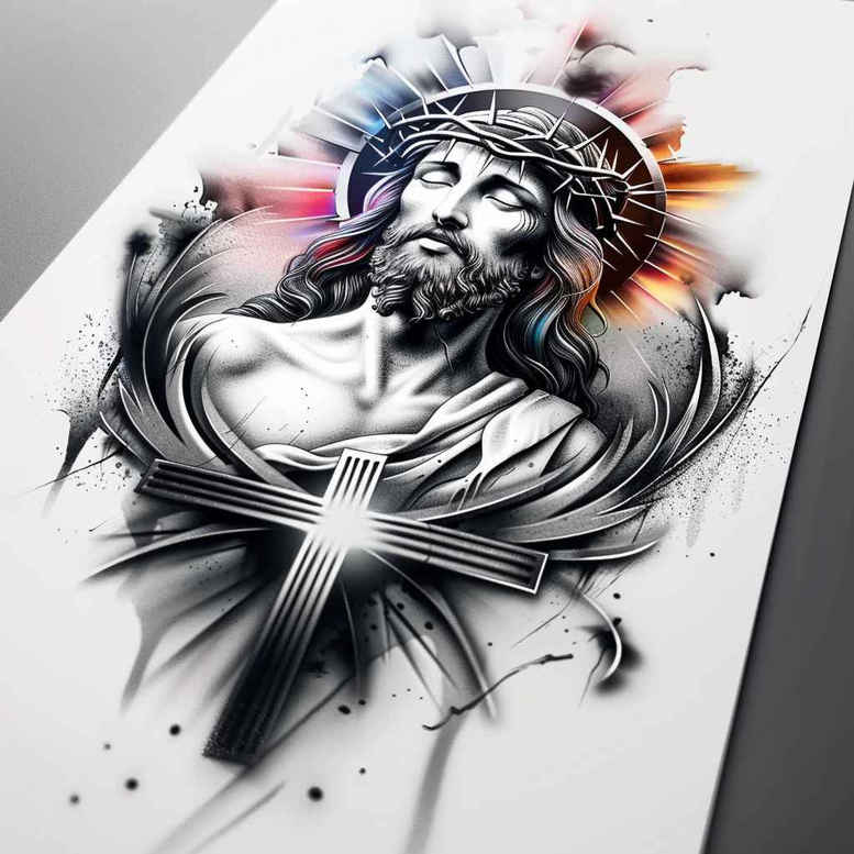 jesus-redemption-tattoo – tattoo design ideas free ai generated – delicate-highlight – for-nape – Gallery: jesus-inkby-ai