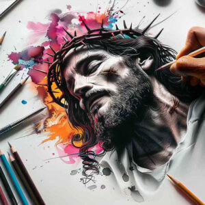 jesus-redemption-tattoo – tattoo design ideas free ai generated – soft-contrast – for-back-of-neck – Gallery: jesus-inkby-ai