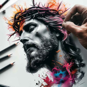 jesus-religious-tattoo – tattoo design ideas free ai generated – natural-color-palette – for-lower-back – Gallery: jesus-inkby-ai