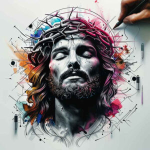 jesus-religious-tattoo – tattoo design ideas free ai generated – portrait-realism – for-lower-arm – Gallery: jesus-inkby-ai