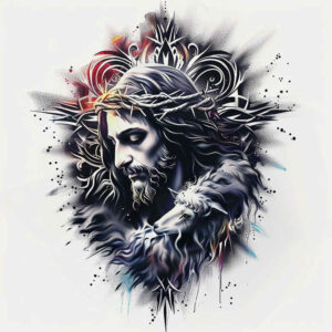 jesus-sacred-art-tattoo – tattoo design ideas free ai generated – anatomical-accuracy – for-scapula – Gallery: jesus-inkby-ai