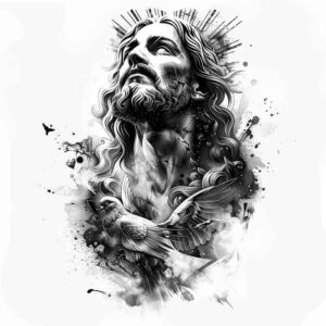 jesus-sacred-tattoo – tattoo design ideas free ai generated – dimensional-ink – for-stomach – Gallery: jesus-inkby-ai