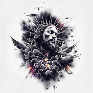 jesus-sacred-tattoo – tattoo design ideas free ai generated – perfect-proportions – for-lower-thigh – Gallery: jesus-inkby-ai