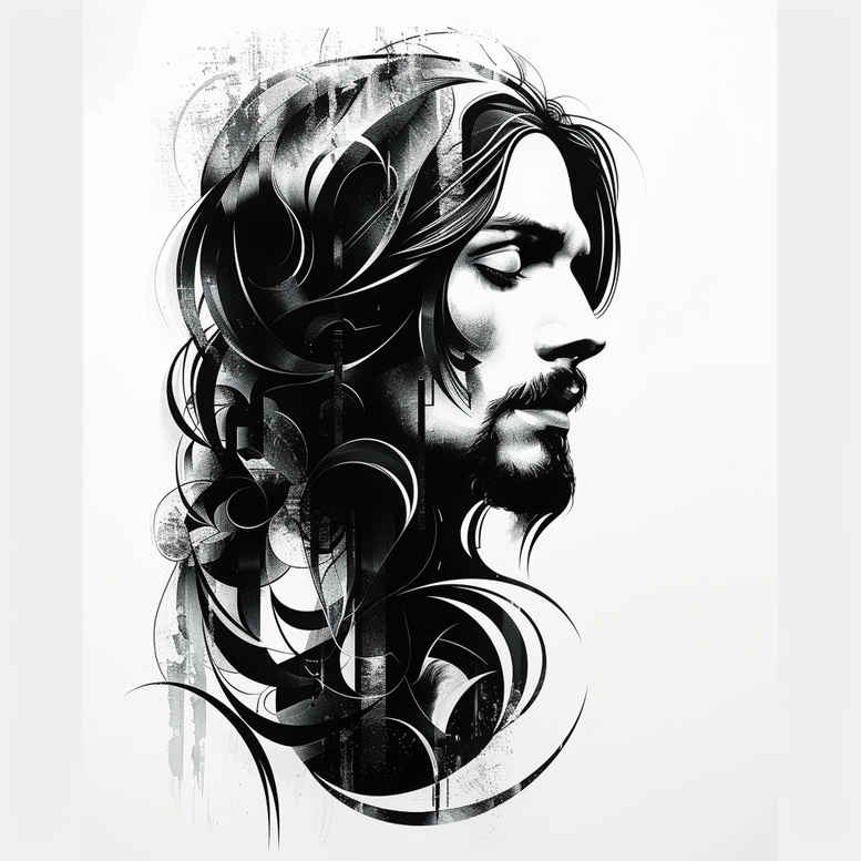 jesus-sacred-tattoo – tattoo design ideas free ai generated – realistic-proportions – for-knee – Gallery: jesus-inkby-ai