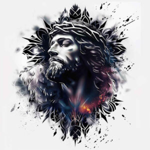 jesus-salvation-tattoo – tattoo design ideas free ai generated – glass-effect – for-neck – Gallery: jesus-inkby-ai