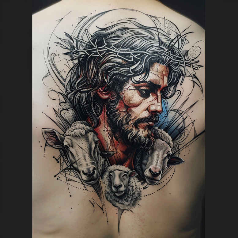 jesus-savior-tattoo – tattoo design ideas free ai generated – contrast-ink – for-shoulder – Gallery: jesus-inkby-ai