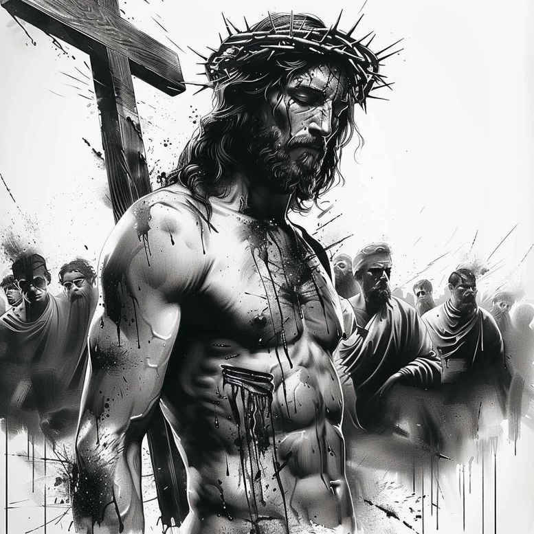 jesus-savior-tattoo – tattoo design ideas free ai generated – detailed-rendering – for-lower-back – Gallery: jesus-inkby-ai
