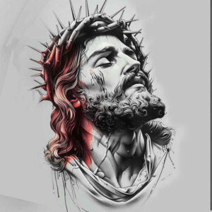 jesus-savior-tattoo – tattoo design ideas free ai generated – realistic-gleam – for-upper-arm – Gallery: jesus-inkby-ai